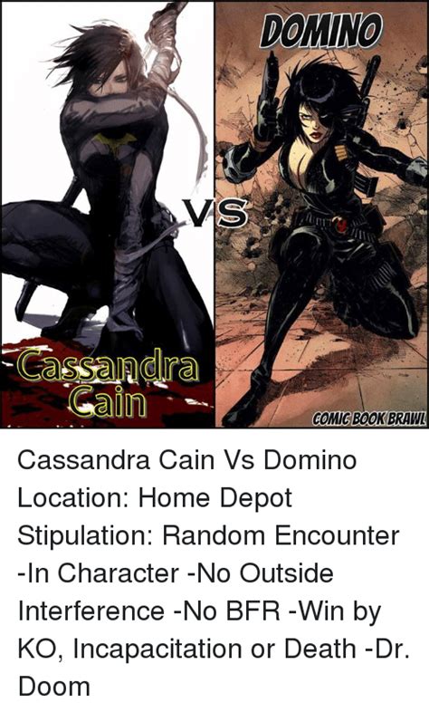 cassandra cain domino comigbookbrawl cassandra cain vs domino location home depot stipulation