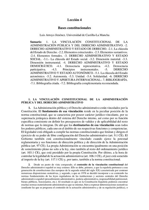 Tema 3 Tema 3 Lección 4 Bases Constitucionales Luis Arroyo Jiménez Universidad De Castilla