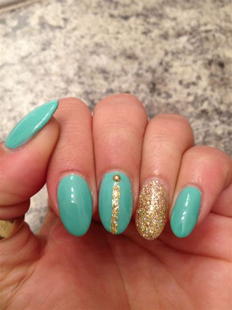 Pretty Gold And Turquoise Nails Turquoise Nails Nails Nail Art