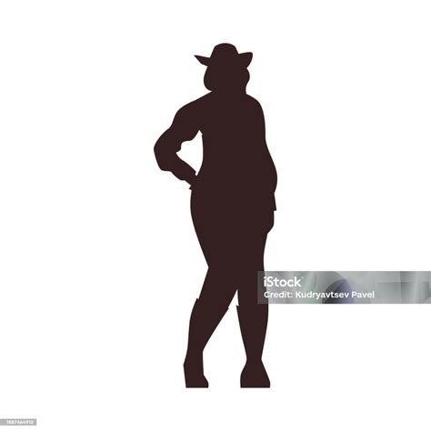 Beautiful Cowgirl Black Silhouette American Western Rodeo Girl Vector Outline Illustration