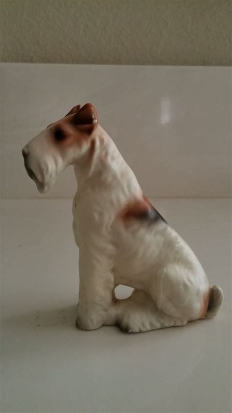Vintage Wire Fox Terrier Sitting Figurine Bisque Finish Etsy Wire