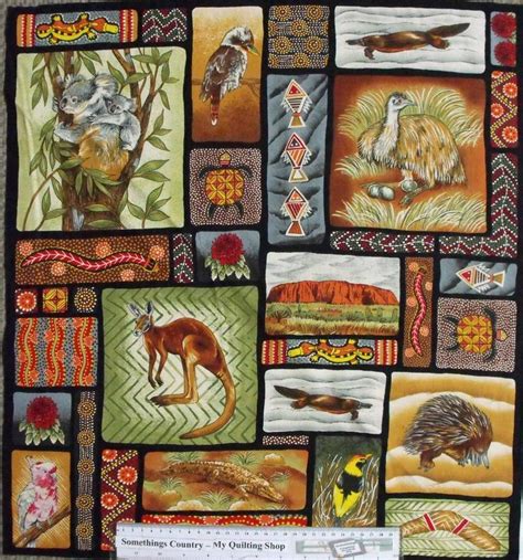Australian Aboriginal And Kiwi Themed Fabric Aboriginal Fabric Panel