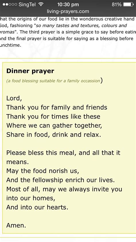 Dinner Prayer Prayers Before Meals Dinner Prayer Good Prayers