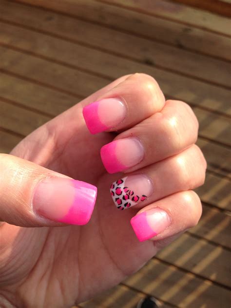 pink french tips with hot pink outline