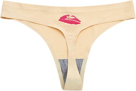 Women S Lip Print Seamless Sexy Microfiber Low Rise T Back Thong Pantie Underwear