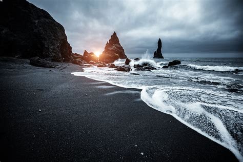 The Black Sand Beach With Text Overlay That Reads Great Iceland Photo