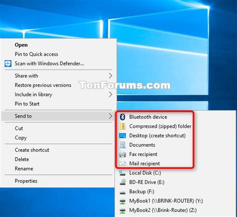 Restore Default Items In Send To Context Menu In Windows 10 Tutorials