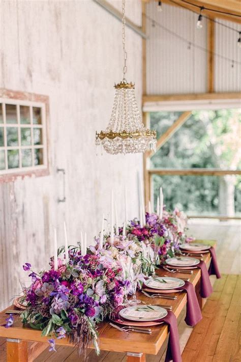 Rustic Elegance Wedding Inspiration Purple Wedding Centerpieces For A