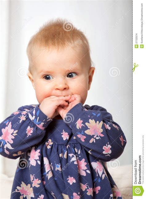 Closeup Portrait Of Cute Cheerful Baby Girl Stock Photo Image Of Cute