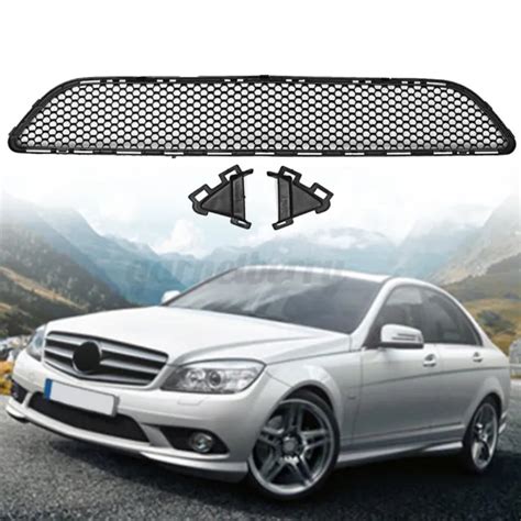 Front Bumper Lower Grille Mesh Grill Gloss Black For Mercedes W204 C250