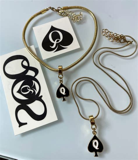 Qos Brand Queen Of Spades Anklet Necklace Combo T Set Etsy Canada