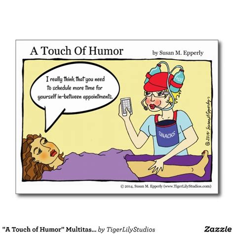 A Touch Of Humor Multitasking Massage Comic Postcard Zazzle Funny Massage Quotes Massage