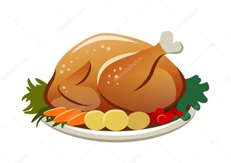 Vector illustration of a roasted turkey on a platter with potatoes