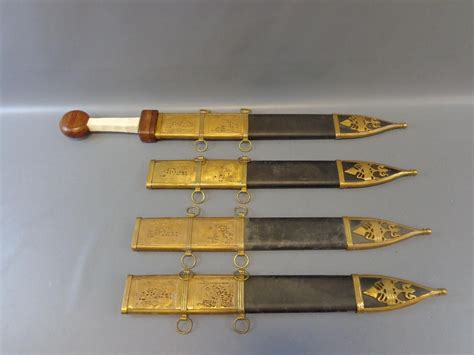 Steel Roman Sword And Scabbards Set