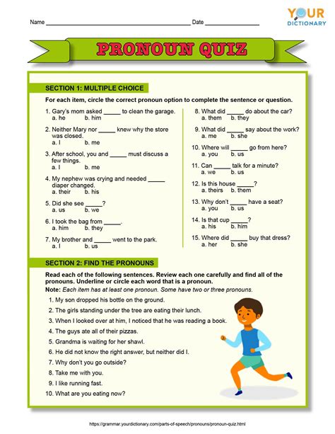 Pronoun Quiz Practice Questions With Answers