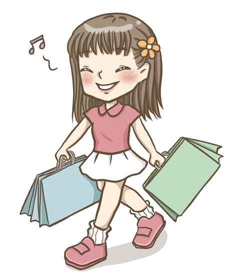 Girl Shopping Cartoon Doodle Kawaii Anime Coloring Page Cute