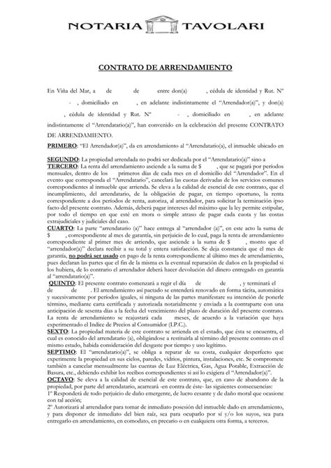 Contrato De Arrendamiento Inicio Notaria Luis Enrique Tavolari