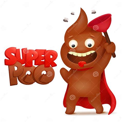 Super Hero Poop Emoticon Icon Cartoon Character Stock Illustration