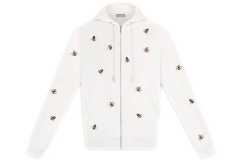 Kaws X Dior Embroidered Bees Zip Up Sweatshirt White Mens Ss19 Gb