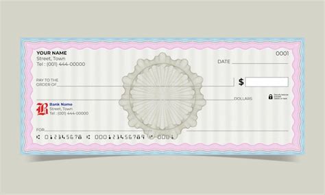 Cheque en blanco cheque bancario diseño elegante vector guilloche fondo