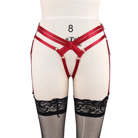 elastic underwear cage leg garter belt hollow suspender strap p0166 polyester spandex support in