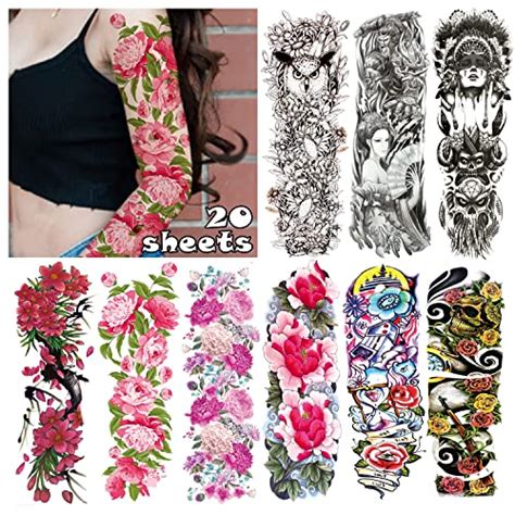 Cerlaza Sheets Temporary Tattoo Sleeves For Women Adults Full Arm Sleeve Temporary Fake