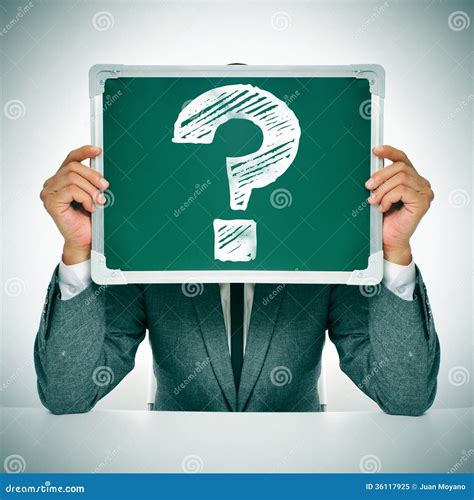 Man In Suit With A Question Mark In A Chalkboard Stock Image Image Of