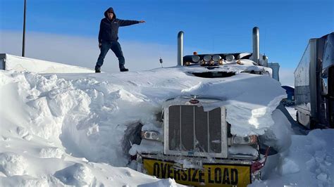 Blizzard Traps 70 Semi Trucks Under Huge Drifts For Days In South Dakota