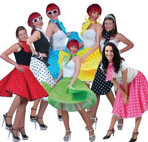 Adult 50s Polka Dot Rock N Roll Skirt Ladies Fancy Dress Hen Party