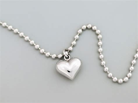Silver Heart Pendant Bead Chain Necklace Bracelet Sterling