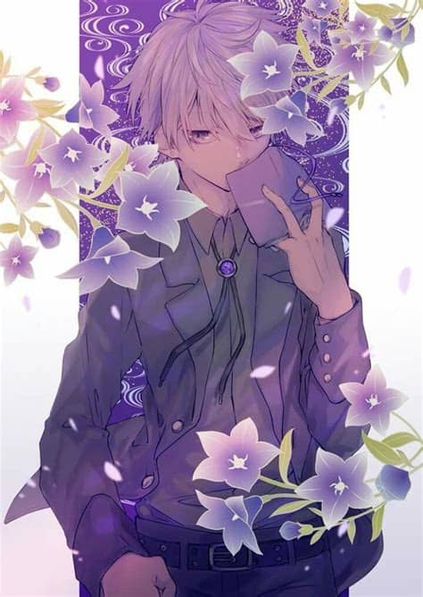 Ending this book at 150 chapters. #Anime Guy | #Formal | White Hair | Purple Eyes | #Flowers ...