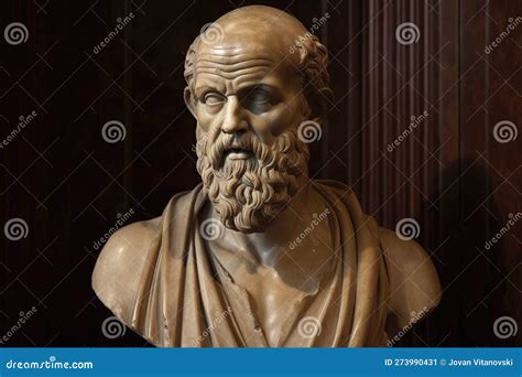 Marble Bust Of The Greek Physician Hippocrates Created By Generative Ai