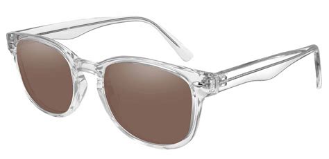 Swirl Classic Square Progressive Sunglasses Clear Frame With Brown