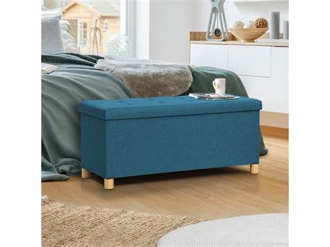 Quelle profondeur pour un meuble tv cdiscount. Banc coffre rangement sur pied 100 cm tissu bleu canard ...