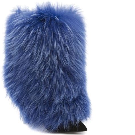 Giuseppe Zanotti Blue Fur Boot Fall 2014 Shoes Pink Fur Boots Fur