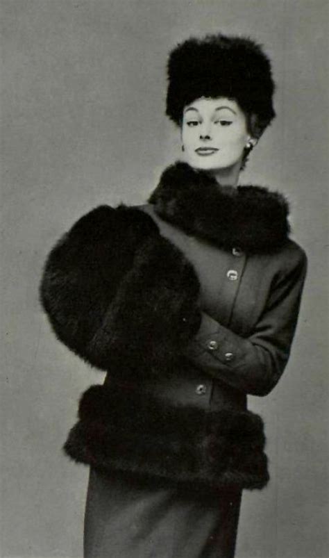 1955 56 Chanel Winter Suit Looks Super Chic With The Fur And She Also