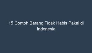 Contoh Barang Tidak Habis Pakai Di Indonesia