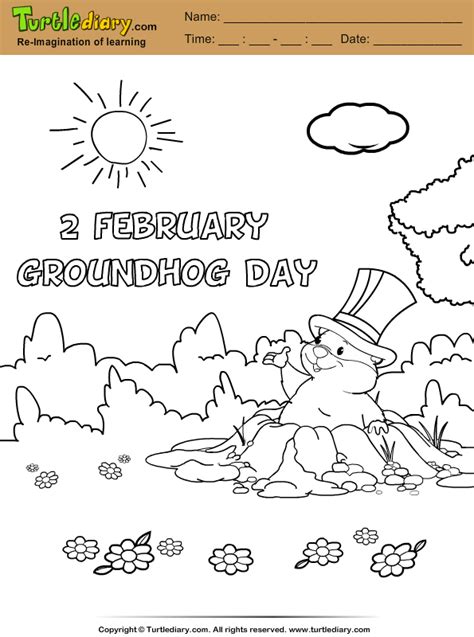 Church house collection has groundhog day coloring pages. Groundhog Day Color Sheet | Turtle Diary