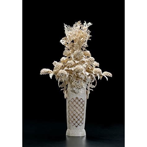Immense Chinese Carved Ivory Vase Of Flowers Cowans Auction House