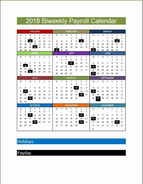 2019 Biweekly Payroll Calendar Template New 2018 Biweekly Payroll