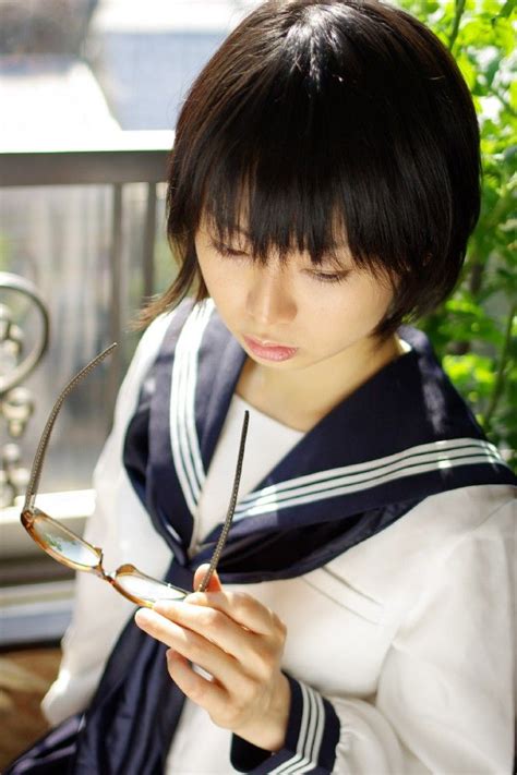 A~ ♪ Iiniku Ushijima Seifuku Sailor Uniform Glasses Short Hair Cute 교복