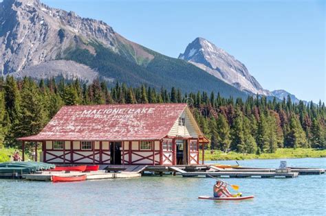 The Boat House At The Famous Maligne Lake Editorial Photo Image Of