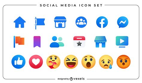 Social Media Emoji Icon Set Vector Download