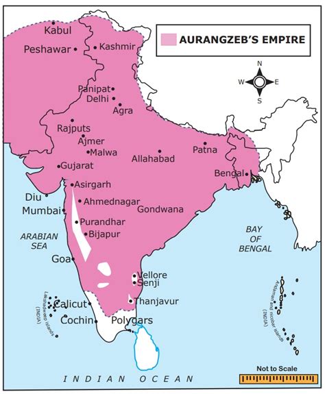 Aurangzeb The Mughal Emperor Map