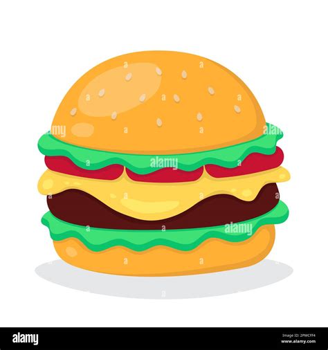 Cartoon Image Of A Hamburger Colored Burger Isolated On White