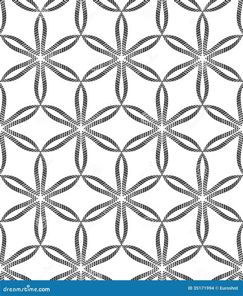 Halftone Abstract Flowers Geometric Vector Seamless Pattern Stock