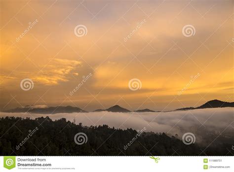 Clouds Of Misty Mountain Ranges As Viewed From Genting Highlands Stock