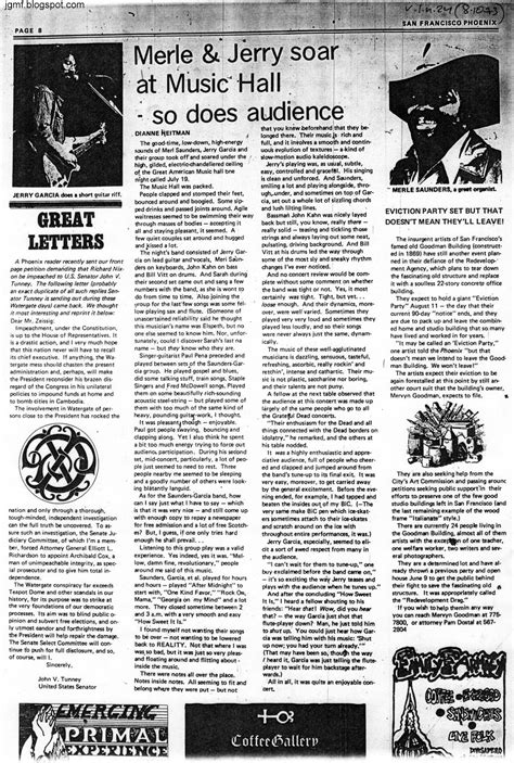 Jerry Garcias Middle Finger Jgms July 19 1973 Great