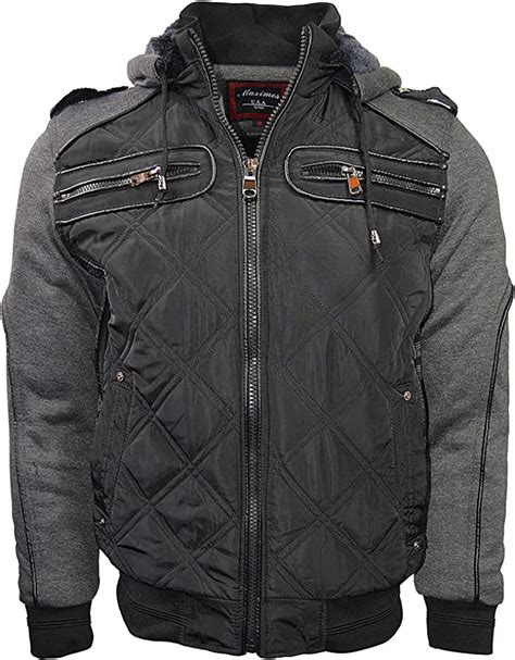 Maximos Mens Bomber Fleece Lining Jacket Full Zip Diamond Quilted With