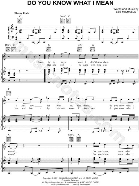 Lee Michaels Do You Know What I Mean Sheet Music In C Major